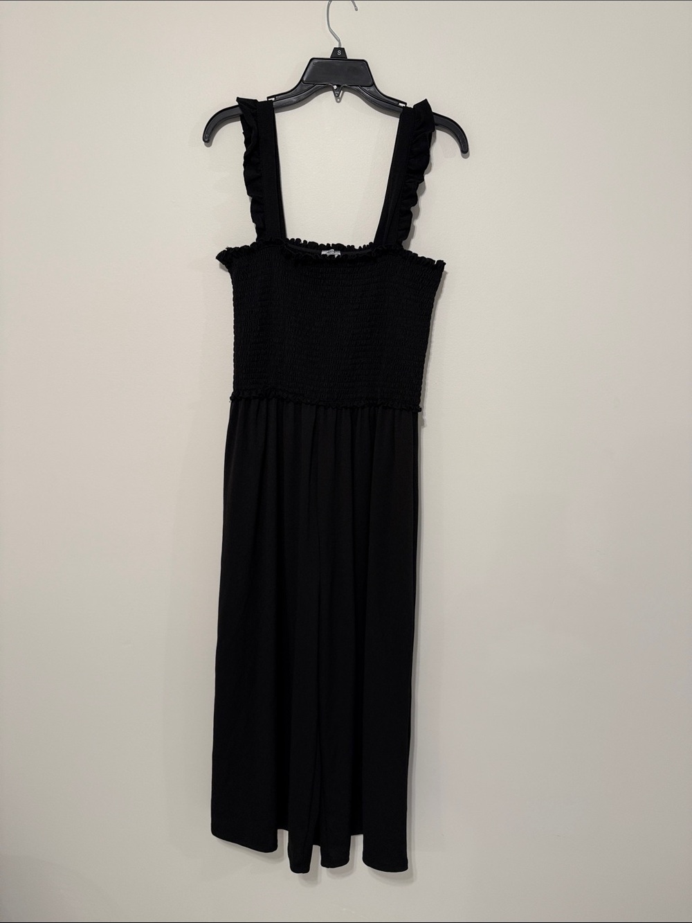 Ardene Black Smocked Midi Dress with Ruffle Straps